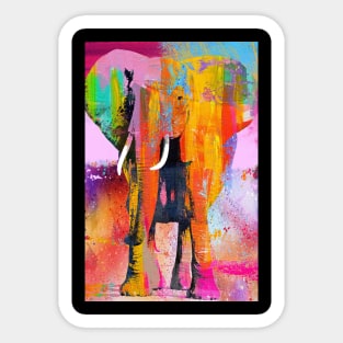 Jumbo African Elephant Colorful Pop Art Sticker